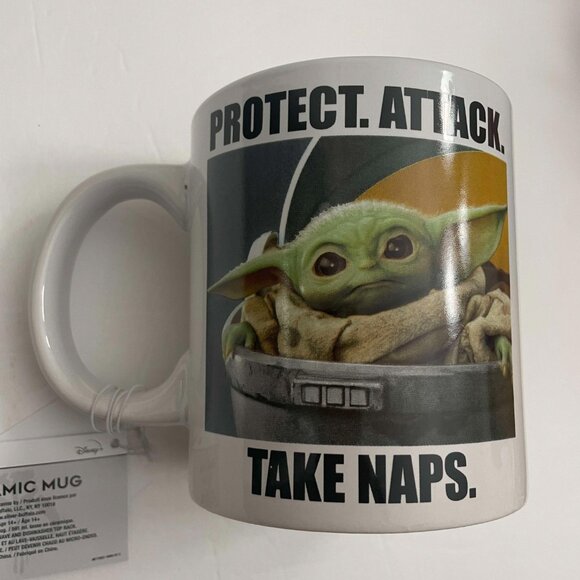 Baby Yoda “Protect. Attack. Take Naps” Star Wars Mug NWT - Picture 1 of 2